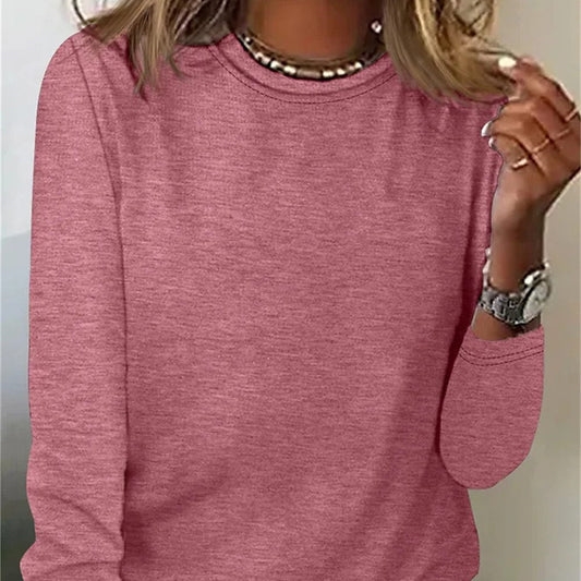 Women's T-shirt Black And White Pink Ordinary Daily Weekend Basic Round Neck Regular Long Sleeve