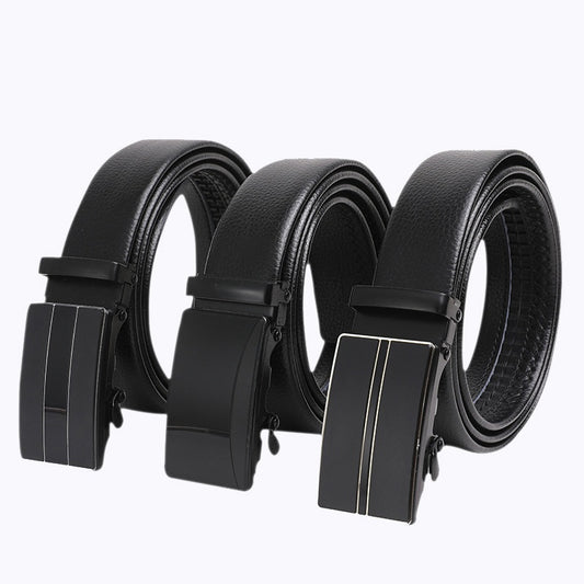 Men's Fashion Automatic Buckle Litchi Pattern Belt