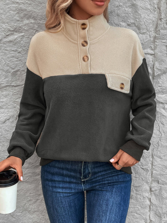 Pullover Coat Autumn And Winter Polar Fleece Contrast Color Sweatshirt