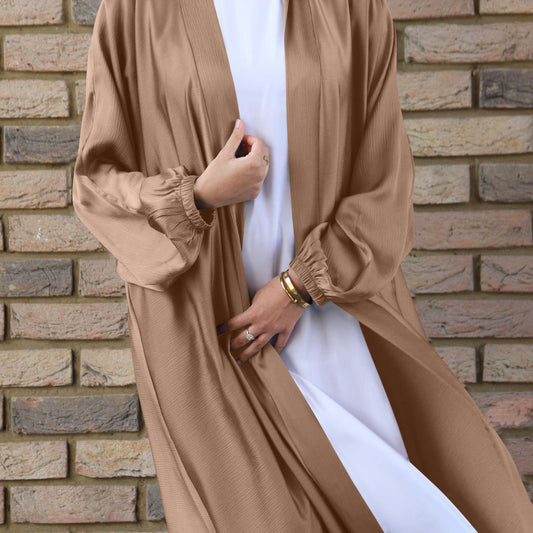 Muslim Women's Wear Bubble Satin Cardigan Dubai Dress